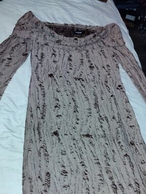 ChicMe Off The Shoulder Distressed Brown Midi Dress